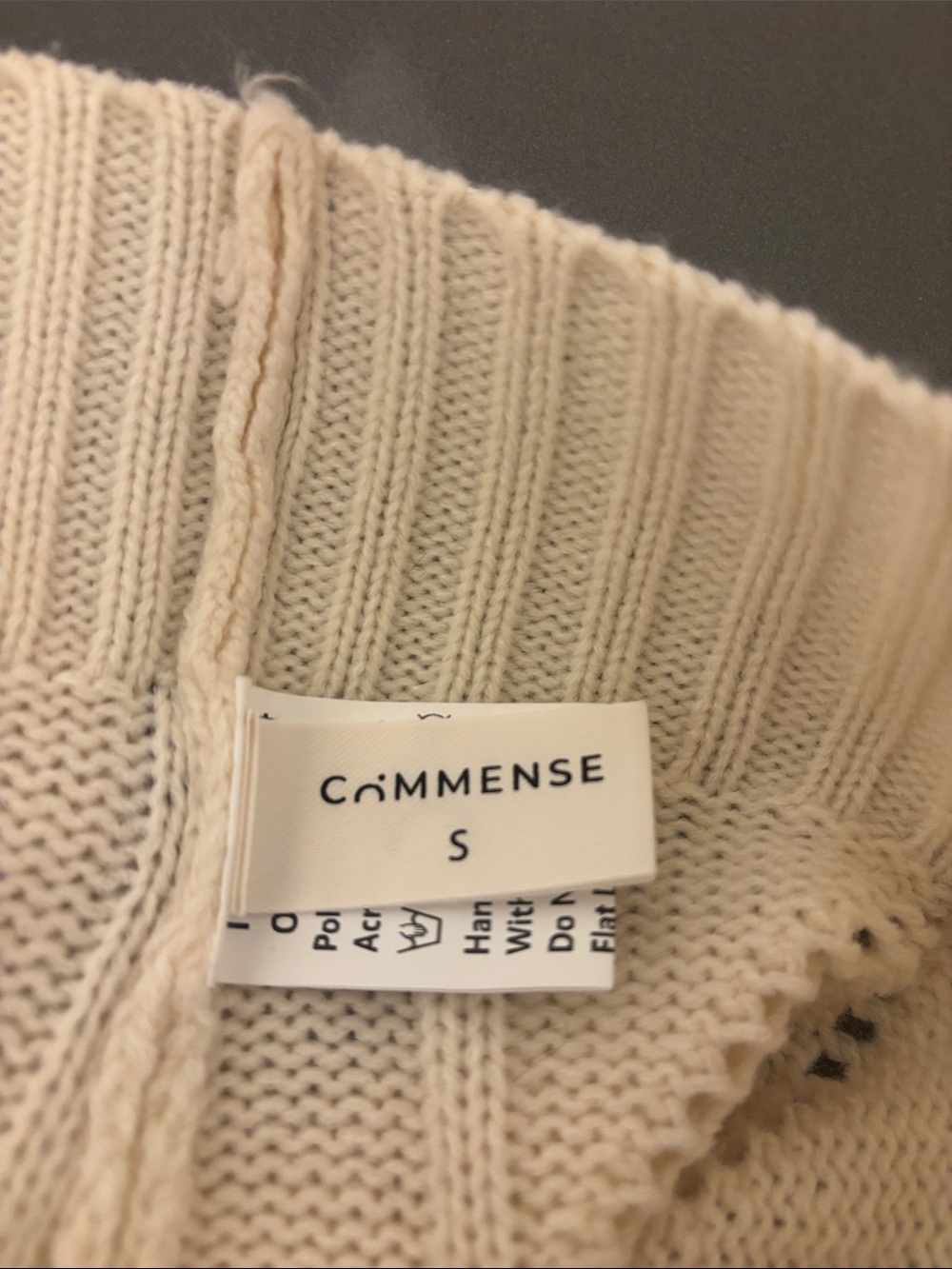 Commense Cream Openwork Diamond Button-Front Cardigan - Picture 3 of 3